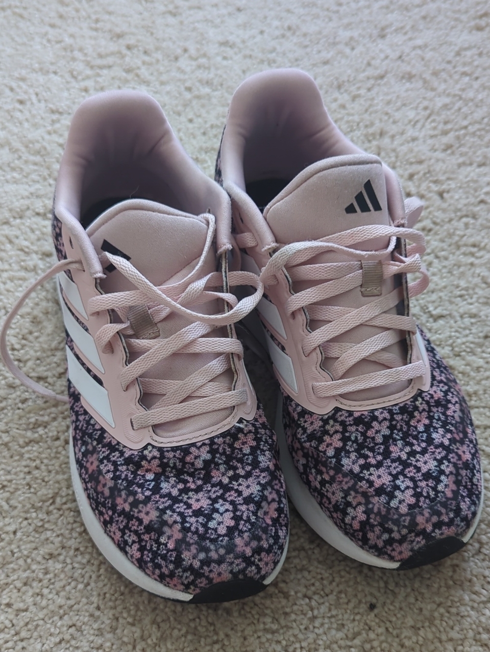Adidas Girl’s Pink Floral Lace-Up Athletic Sneakers